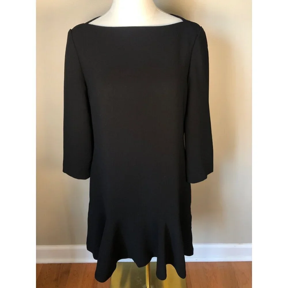 Kate Spade Shift-Flare Cut Black 3/4 Sleeve Dress Size 8
